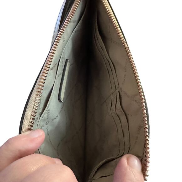 Michael Kors Jet Set Travel Wristlet Clutch Pale Rose Gold Shiny Party Bag - Picture 3 of 6